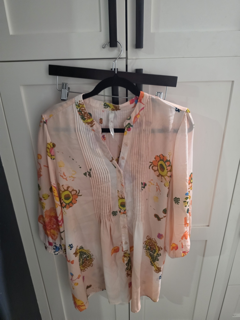 Melissa McCarthy Light Pink Floral Pintuck Tunic